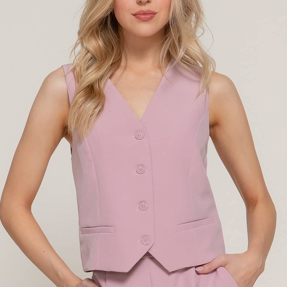 Women's Pink Sleeveless Vest